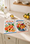 Peach Please Orchard Market Peach Fruit Pattern Retro Modern Stylish 2-Piece Kitchen Towel Set 35X55 - 7