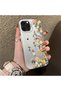 iPhone 13 Pro Max Compatible Silicone Edge Hard Back Case Couple Phone Case with Floral Pattern - 3