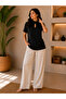 Women's Stand Collar Drop Detailed Short Sleeve Sandy Blouse - 3