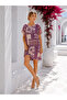 Women's Purple Floral Patterned Dress - 4