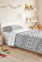 Black Geometric Youth Room Single Pique Set - Modern Ethnic 160X220 cm Quilted Bedspread - 4