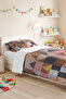 Geometric Powder Young Room Single Pique Set - Gray Beige Modern 160X220 cm Quilted Bedspread - 6