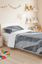 Geometric Blue Gray Young Room Single Pique Set - Modern Marble Striped 160X220Cm Bedspread - 6