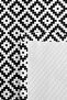 Black Geometric Youth Room Single Pique Set - Modern Minimal 160X220 cm Quilted Bedspread - 7