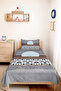 Gray Geometric Youth Room Single Pique Set - Blue Brown 160X220 cm Quilted Bedspread - 6