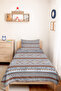 Ethnic Geometric Brown Pique Set - Bohemian Striped Blue Beige 160X220 cm Quilted Bedspread - 4