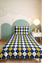 Navy Blue Yellow Geometric Youth Room Single Pique Set - Plaid 160X220 cm Quilted Bedspread - 4