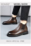 Genuine Leather Chelsea Boots for Men High-End Casual Comfy and Breathable Slip on Low Heel Formal C - 2