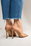 Women's Pointed Toe Thin Heeled Transparent Strap Slippers Sona Mantara Transparent - 8