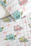 Owl Heart Pastel Girls' Pique Set-Mint Pink Striped Baby Room Bedspread-160X220 cm - 3