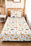Orange Forest Animals Children's Room Single Pique Set - Gray 160X220 cm Quilted Bedspread - 4