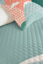 Mountain Themed Mint Children's Room Single Pique Set - Geometric Salmon 160X220 cm Quilted Bedspread - 3