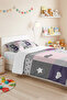 Pastel Patchwork Gray Girls' Pique Set-Lilac Pink Minimal Baby Room Bedspread-160X220 cm - 6
