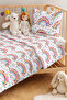 Rainbow Patterned Pink Girls' Pique Set - Heart Motif Baby Room Bedspread - 160X220 cm - 2
