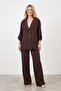 Loreen Button Detailed Jacket and Trousers Set-20778Tks - Brown