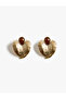 Large Size Stone Detailed Abstract Heart Earrings - X Melis Ağazat