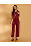 Women Burgundy threadbare ribbed knitted waistcoat with Gold Buttons - 2