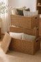 Rattan 3-Piece Covered Chest Set Wicker Storage Box Large Medium Small Size Decorative Organizer Basket - 3