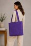 Women's Premium Purple Zippered Hand and Shoulder Bag Fabric Tote Bag Canvas Bag - 5