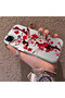 Realme C25 Compatible Silicone Edge Hard Back Case Couple Phone Case with Floral Pattern - 2