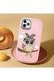 iPhone 11 Pro Compatible Case Camera Protector Pink Silicone Couple Phone Case with Owl Pattern - 2