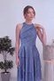Women's Halter Neck Glitter Layered Skirt Mini Evening Dress Black, Powder, Burgundy, Indigo, Navy Blue, Fuchsia - 5