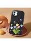 Samsung Galaxy A04 Compatible Case Camera Protector Black Silicone Couple Phone Case with Floral Pattern - 2