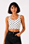 Women's Polka Dot Strappy Crop Top White - Summer-Ready and Stylish - 2