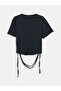 Xside Black Crew Neck Straight Short Sleeve Women's Crop - 6