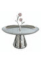 Silver Stainless Steel Footed Candy & Sweets Tray with Rose Quartz Ball Tree 14×24 cm