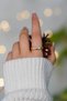 Gold Color Heart and Leaf Detailed 2-Piece Women's Ring Set - 5