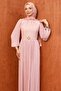 Powder Belted Pleated Evening Dress - 2