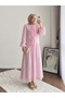 Women's Thin Modal Hijab Set with Ruffled Front Skirt - Pink