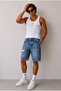Men's Ripped Detailed Blue Denim Jean Shorts Ke-1201 - 5