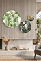 3-Piece Round Canvas Art Set - 50cm 35cm 20cm Modern Home Office Kitchen Wall Decor Tropical Leaf and Flower Themed - Canvas Painting - 2