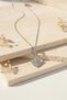 Women's Gray Steel Star Detailed Shield Design Zircon Stone Necklace - 4