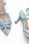 Women's Baby Blue Patent Leather Piping Detailed Strapped Pointed Toe Thin Heel Stiletto Classic Heeled Shoes Zare - 4