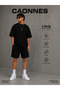 2-Piece Shorts for Men (Black-Grey) Summer Wide Fit Oversize Washable Fabric Anti-Sweat - 3