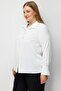 Women's Plus Size Shirt with Stripe Stone Detail on Collar and Placket 0080 Ecru - 3