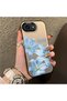 iPhone 17E Compatible Silicone Edge Hard Back Case Couple Phone Case with Floral Pattern - 3