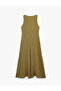 Aerobin Fabric Sleeveless Crew Neck Midi Dress with Metal Accessories - 6