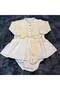 Girl's Gipe Dress and Knitwear Cardigan Set of 4 - 100% Natural Cotton - Cream