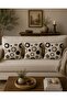 Anthracite and Beige Geometric Round Patterned Punch Embroidery Look Digital Printed Bohemian Style Set of 6 Throw Pillow Covers - 3