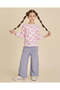 Girls Navy Glitter Print Wide Leg Track Pants - 2