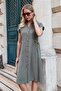 Women's Modal Silky Collared Dress with D Buckle on the Side and Below-Knee Pockets - Khaki - 5