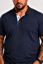 Men's Large Size Single Jersey Polo T-Shirt Classic with Pockets 26402 Navy Blue - 2