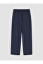 Xside Navy Blue Relax Fit Linen Look Men's Trousers - 3