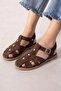 Treviso Brown Suede Multi-Strap Women's Sandals with Gold Buckle - 3