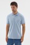 Blue Polo Collar Pique Short Sleeve Slim Fit 100% Cotton T-Shirt 1011260171 - 3