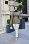 Women's Side Cutout Detail Waist Tie Modal Tunic Khaki Green - 3